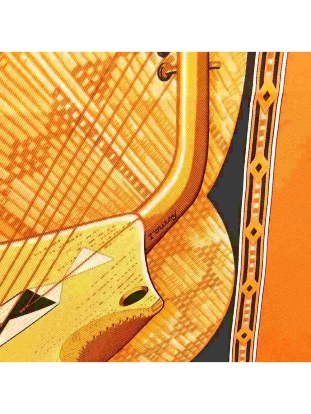 Hermes Au Son du Tam Carre 90 Large Scarf Orange
